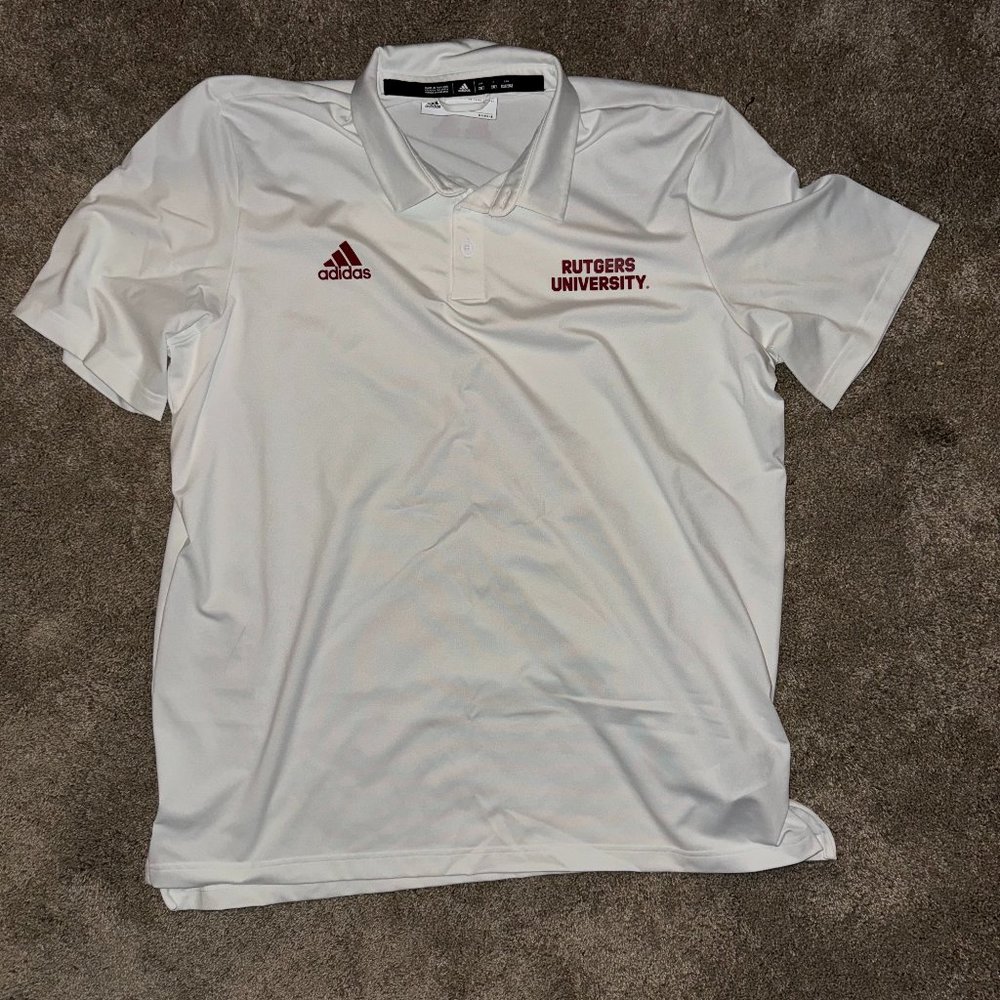 Adidas Rutgers University White Polo XXLT